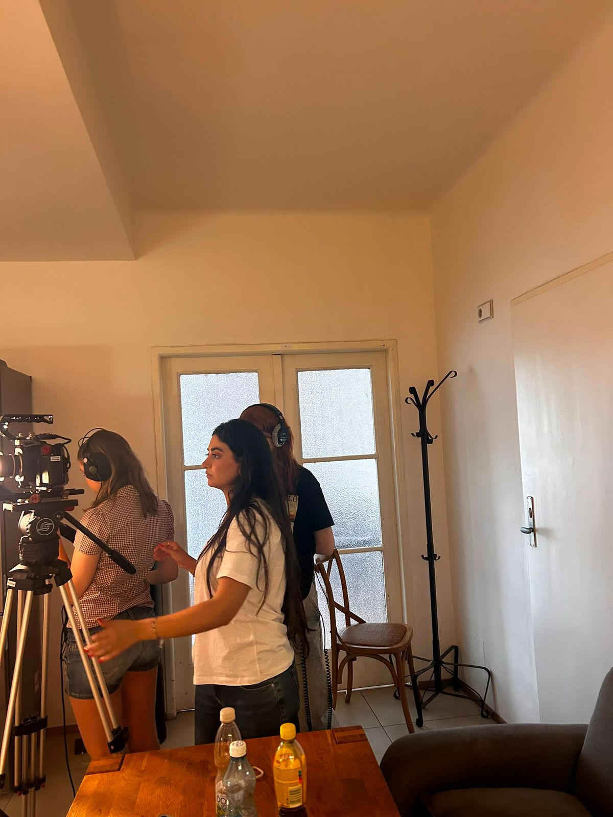 Tracy Greige beside the camera during production of Soi